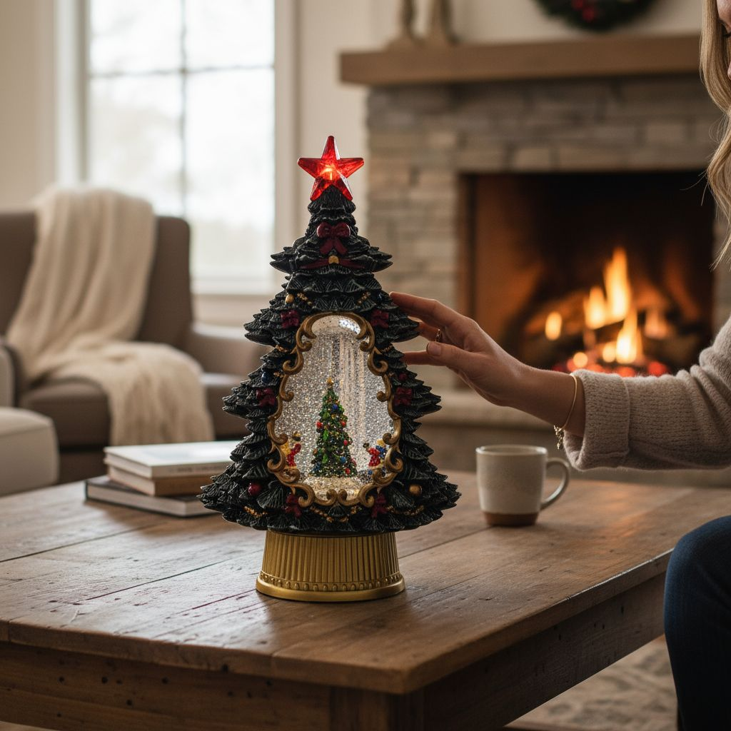 Enchanted Christmas Tree Snow Globe with LED Lights