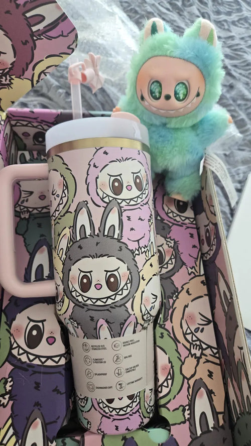 WATER BOTTLE. STANLEY LABUBU TUMBLR 40 OZ. GIFT BOX WITH KEYCHAIN SURPRISE 3.0 INCLUDED