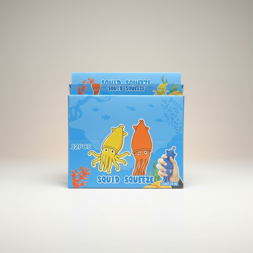 12 PCS Squeeze Toy Set – Assorted Cute Animal & Fruit Squishy Stress Relief Toys (Display Box)