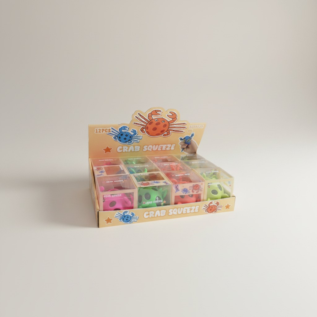 12 PCS Squeeze Toy Set – Assorted Cute Animal & Fruit Squishy Stress Relief Toys (Display Box)