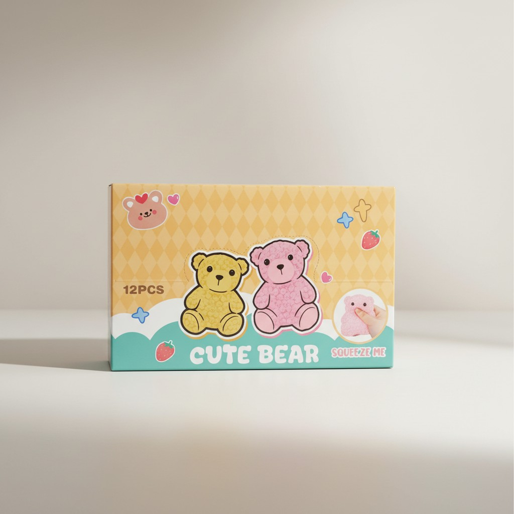 12 PCS Squeeze Toy Set – Assorted Cute Animal & Fruit Squishy Stress Relief Toys (Display Box)