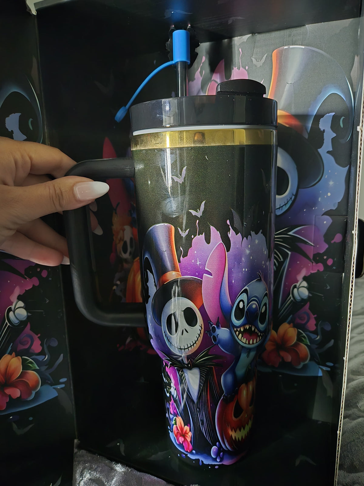 Nightmare Before Christmas vs Stitch. Halloween Edition Stanley cup