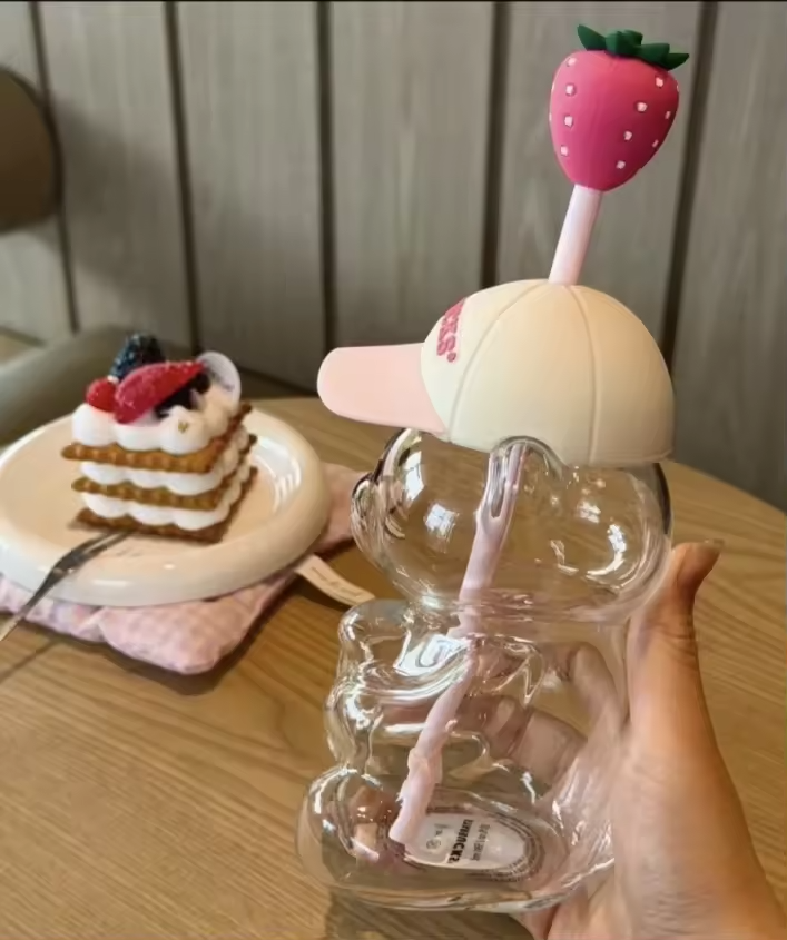 Strawberry Starbucks Inspired Glass Cup Custom/Gift Manufacture