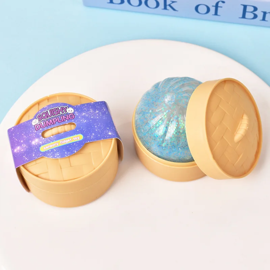 Case Glitter Squishy Dumpling Mystery Sensory Fidget Toy. 12 Pieces